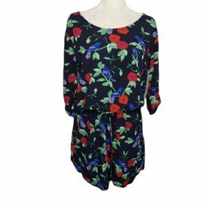 BANANA REPUBLIC dress‎ bird print roll tab sleeve casual modest M